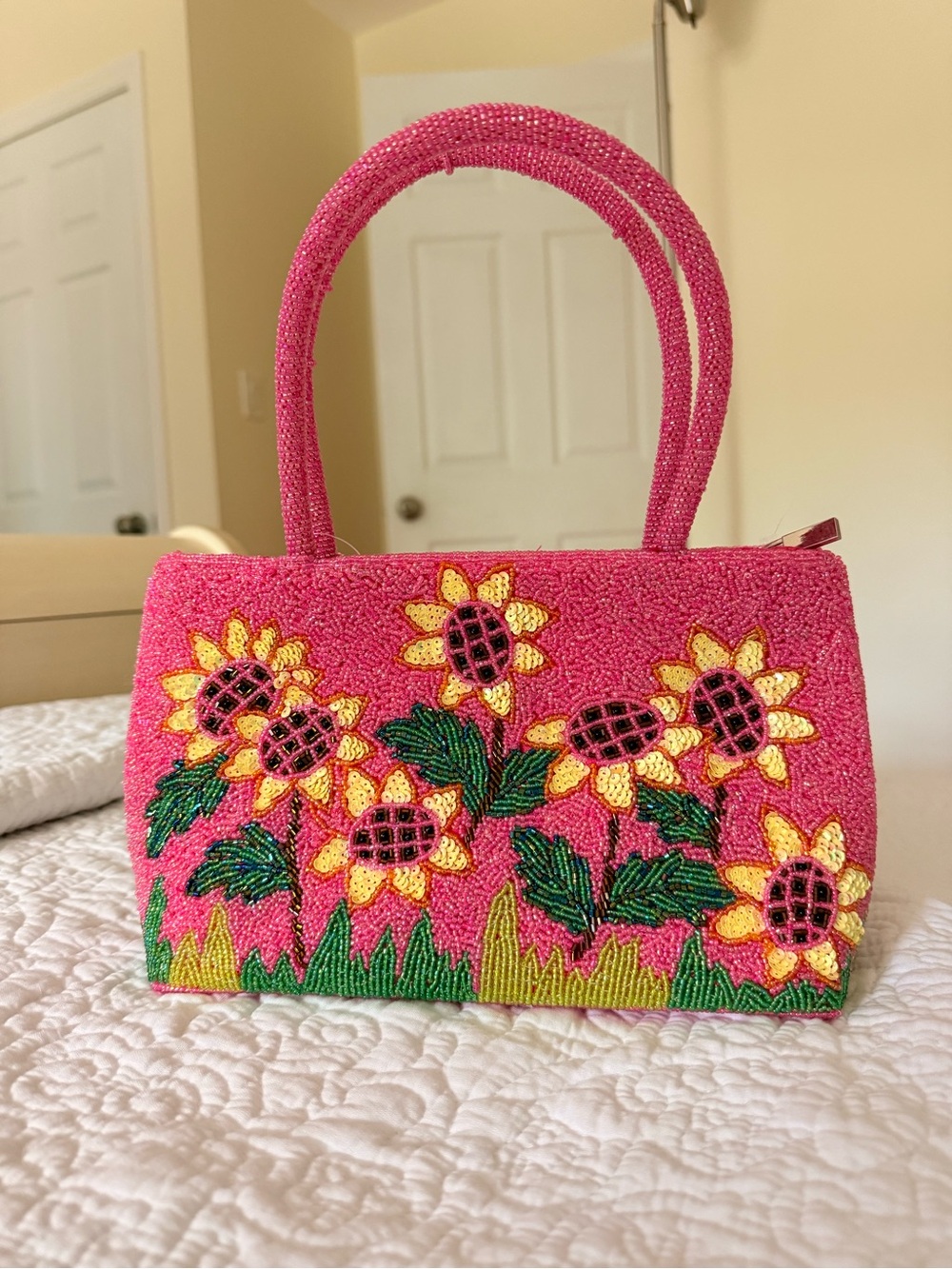 Pink Beaded Sunflower Handbag - Women Bags - Picture 4 of 4